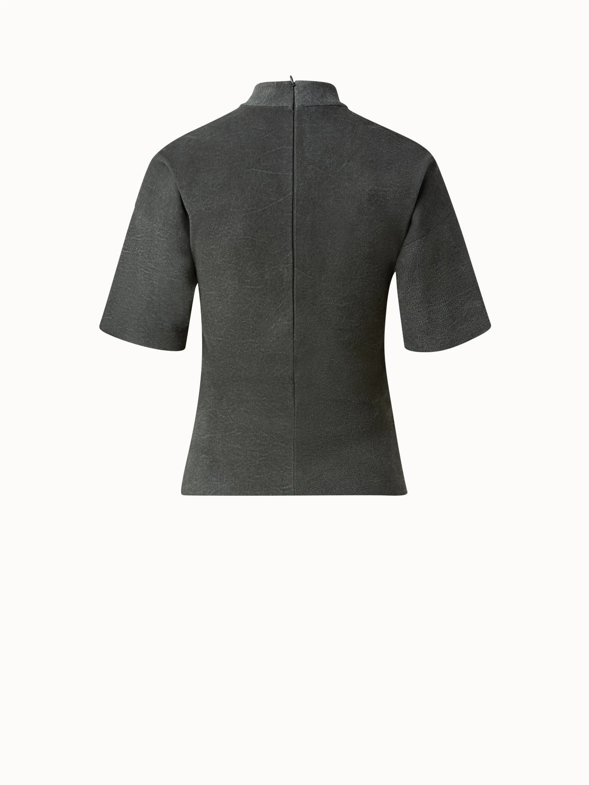 AKRIS Suede Stretch Mock Neck Blouse - Image 2