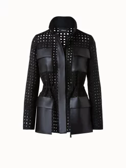 AKRIS Girta Open Grid Embroidery Safari Jacket