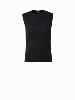 AKRIS Punchcard Ajoure Wool Silk Tank