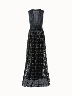 AKRIS Mixed Trapezoid Embroidery Gown