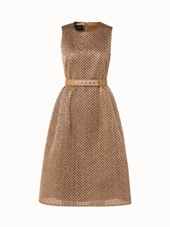 AKRIS Techno Embroidery On Foil A-Line Dress