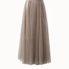 AKRIS Liquid Jersey And Tulle Pleated Skirt