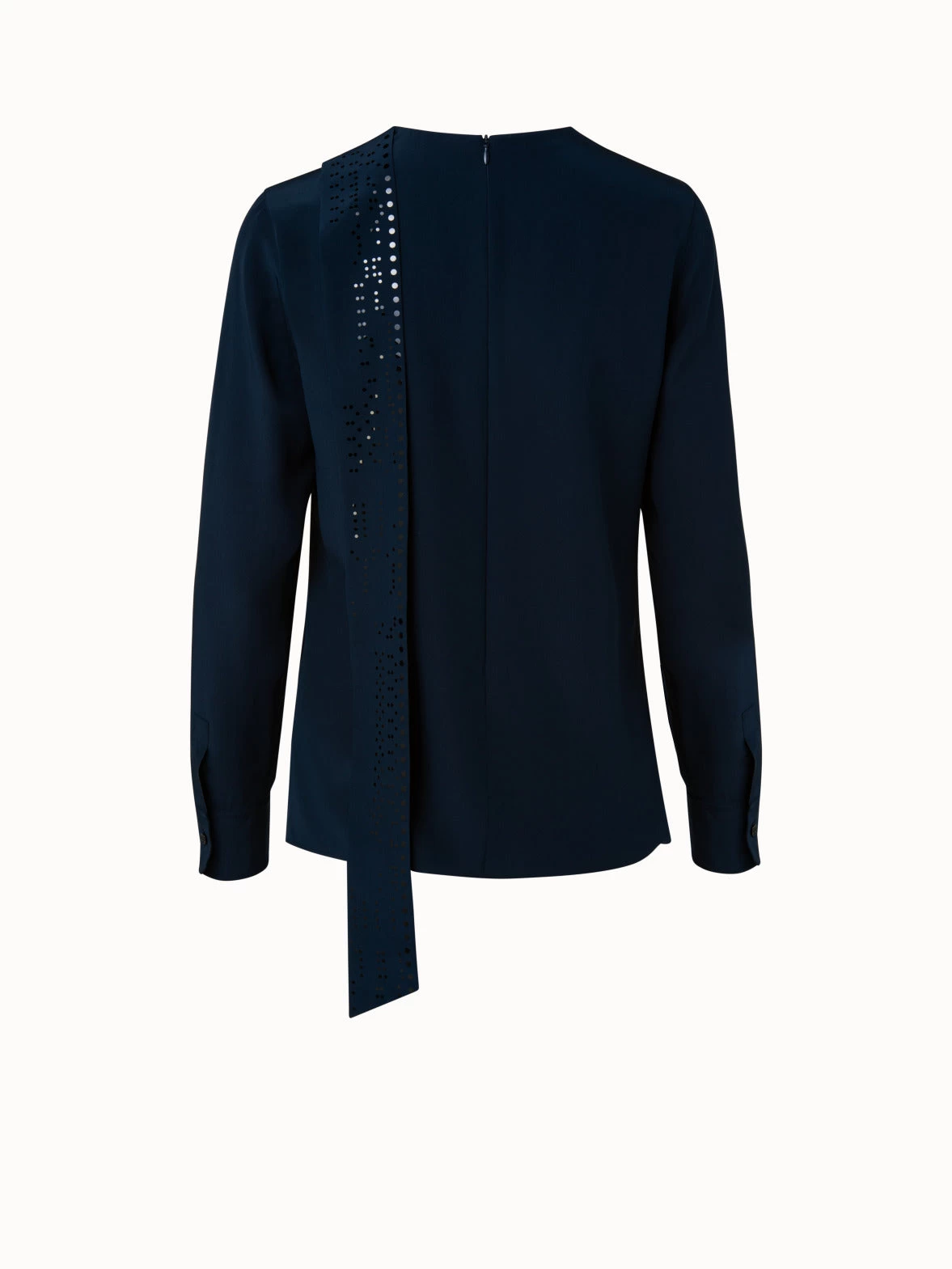 AKRIS Silk Crêpe Asymmetrical Sash Blouse - Image 2