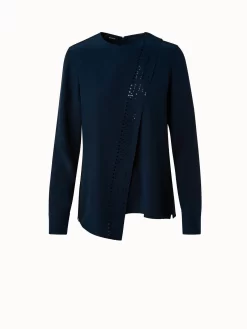 AKRIS Silk Crêpe Asymmetrical Sash Blouse