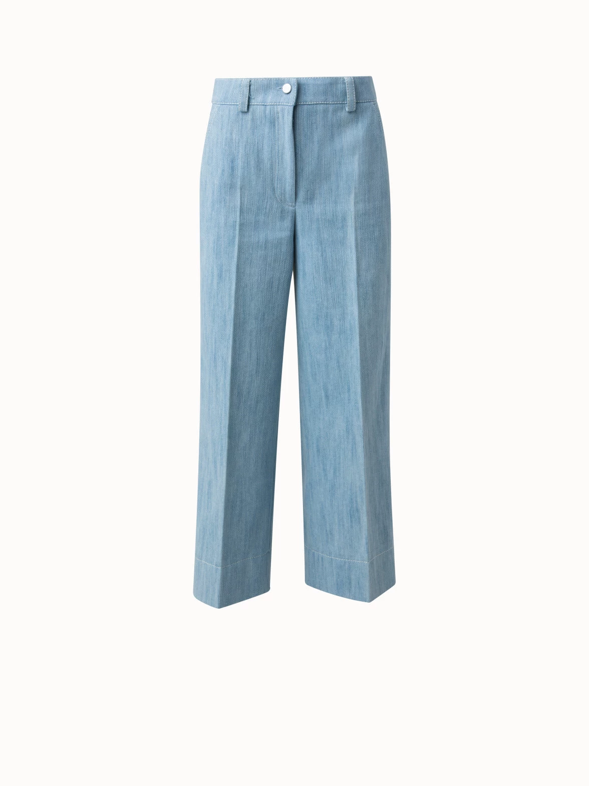 Cropped Straight Leg Pants In Cotton Denim