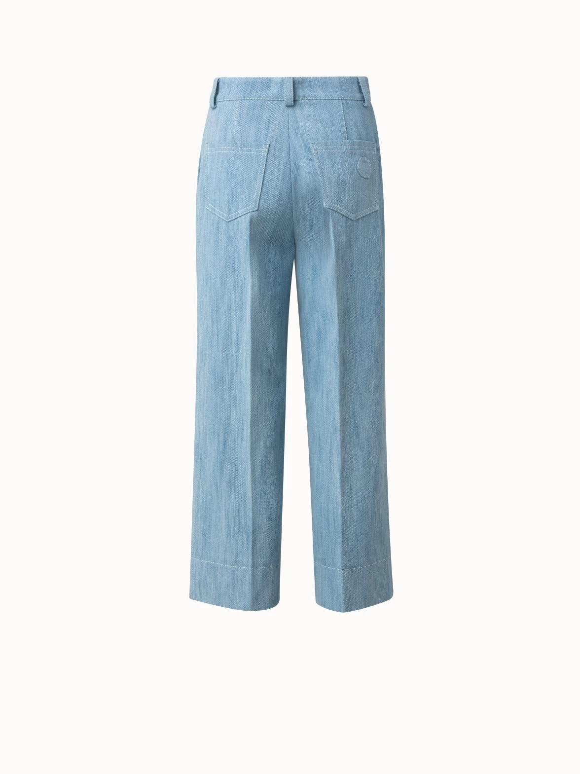 Cropped Straight Leg Pants In Cotton Denim - Image 3
