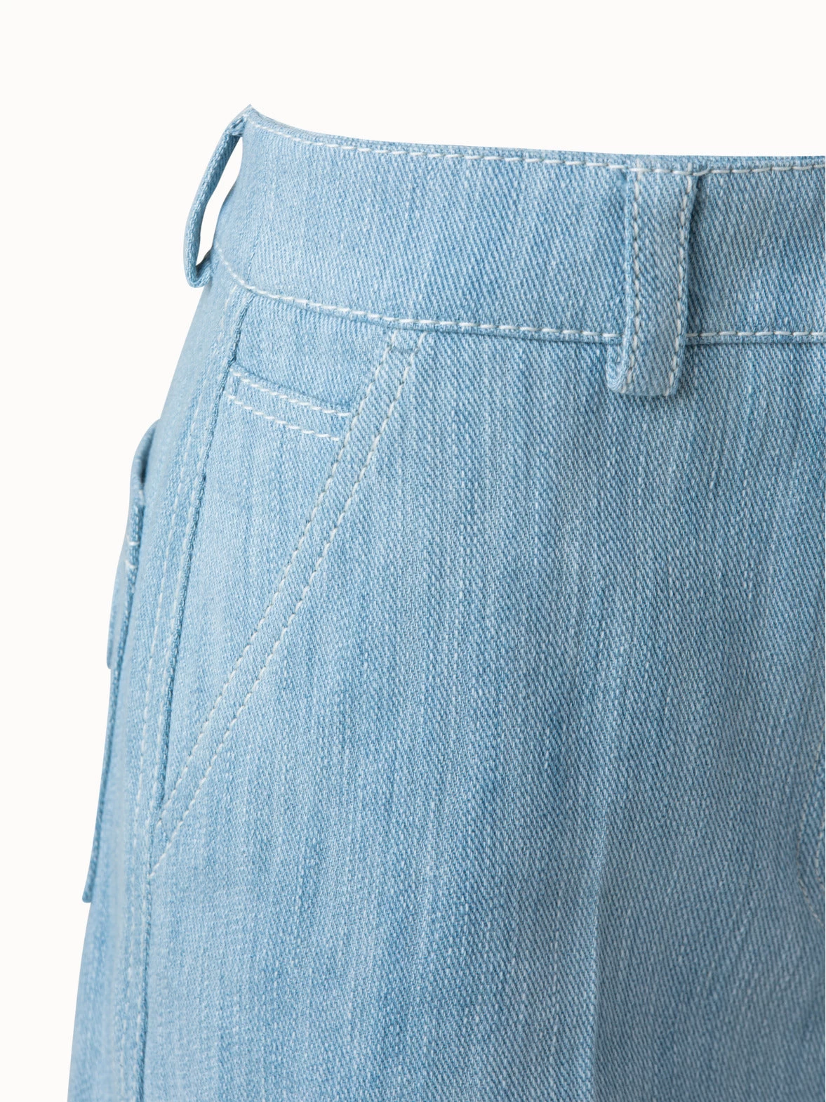 Cropped Straight Leg Pants In Cotton Denim - Image 5
