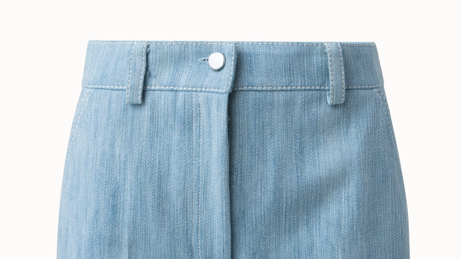 Cropped Straight Leg Pants In Cotton Denim - Image 4