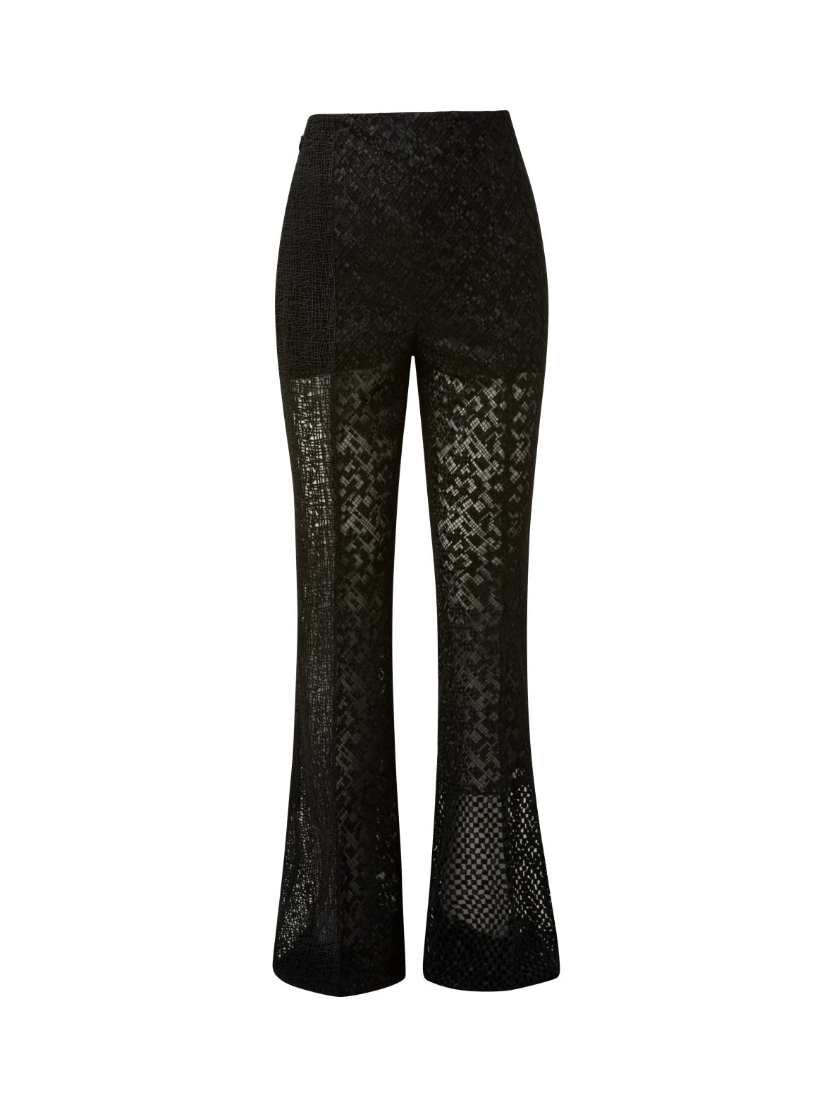 AKRIS High Waist Techno Embroidery Patchwork Bootcut Pants
