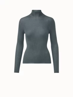 AKRIS Cashmere Silk Fine Rib Mockneck