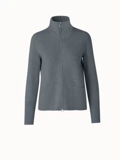 AKRIS Cashmere Silk Knit Zip Cardigan