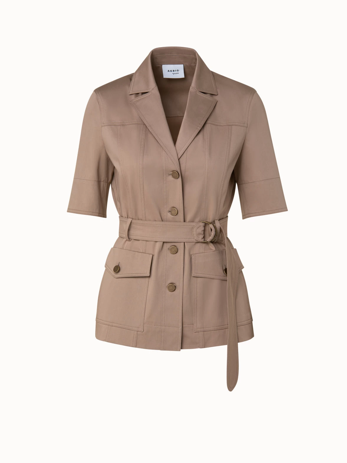 Short Sleeve Utility Jacket In Cotton Stretch Satin - Image 3