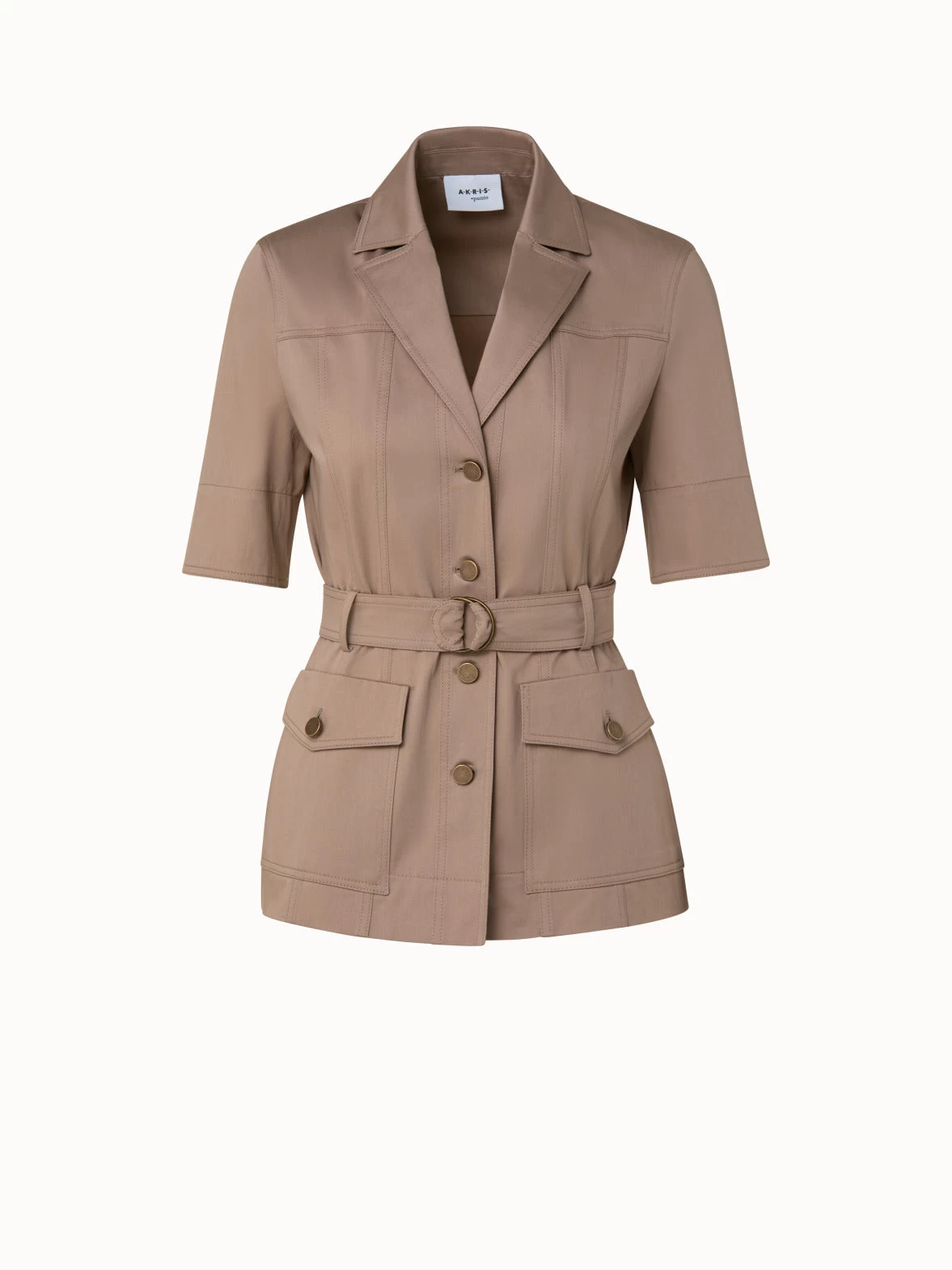 Short Sleeve Utility Jacket In Cotton Stretch Satin