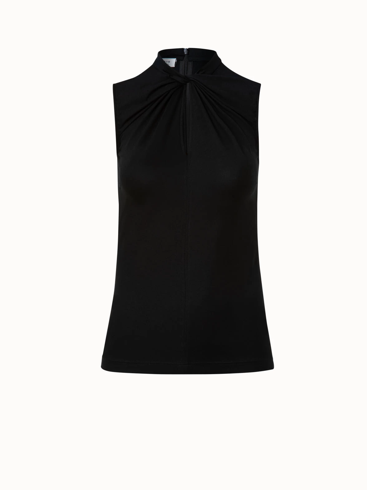 Sleeveless Cotton Jersey Top With Knot Collar And Eyelet Detail