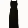 AKRIS Wool Silk Sleeveless Midi Dress With Contrast Tape Detail