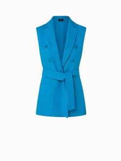 AKRIS Linen Wool Crêpe Double-Face Faux Double-Breasted Gilet