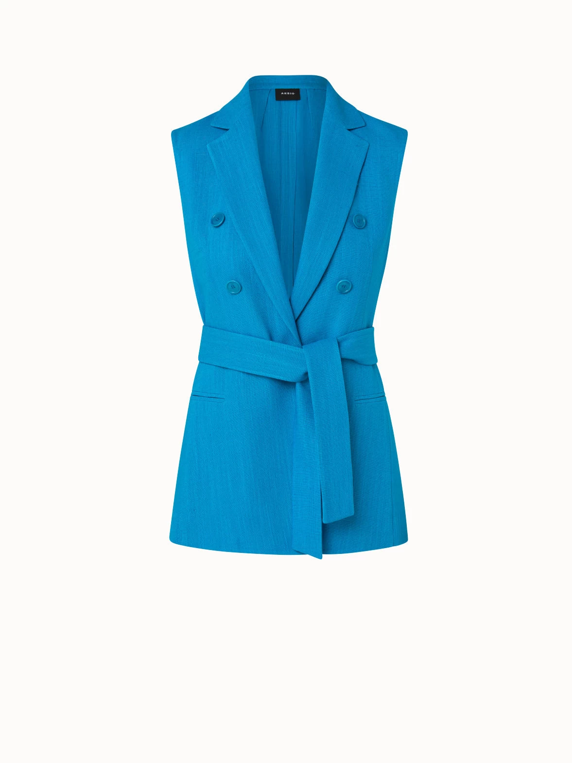 AKRIS Linen Wool Crêpe Double-Face Faux Double-Breasted Gilet