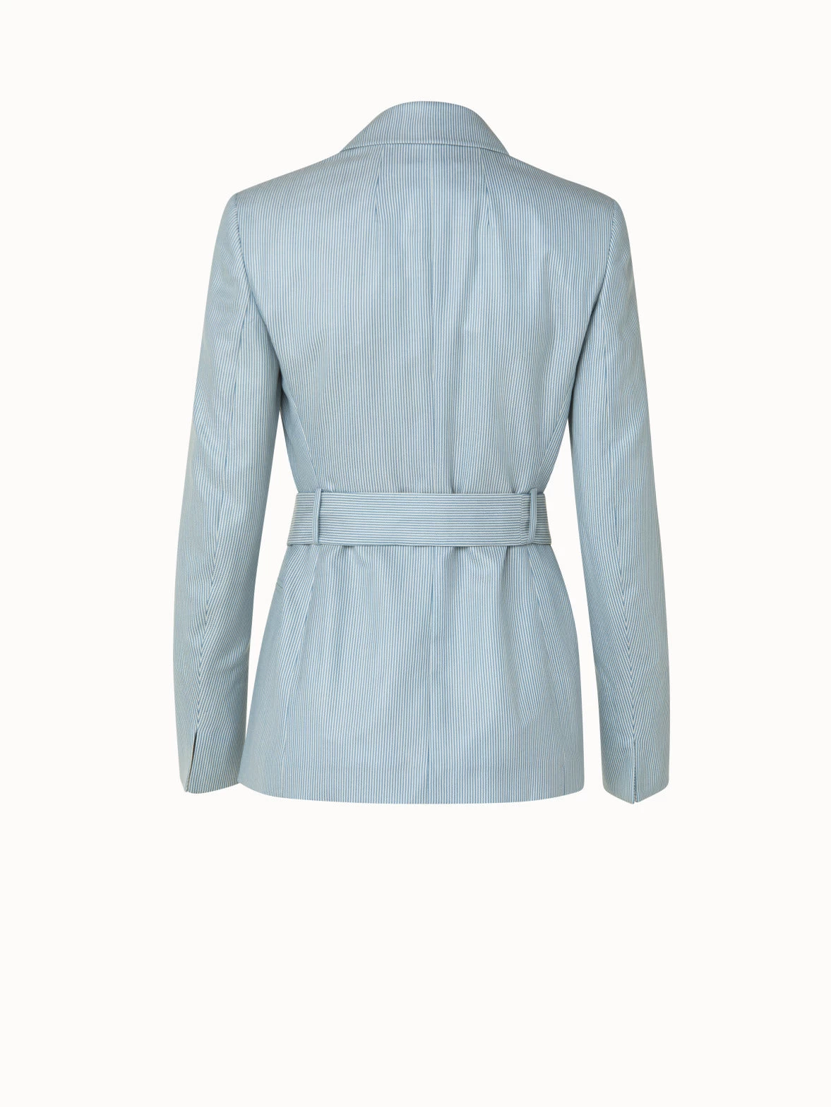 AKRIS Striped Cashmere Silk Faux Double-Breasted Jacket - Image 2