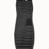 AKRIS Trapezoid Square Print Sheath Dress In Cotton Silk Double-Face