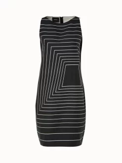 AKRIS Trapezoid Square Print Sheath Dress In Cotton Silk Double-Face