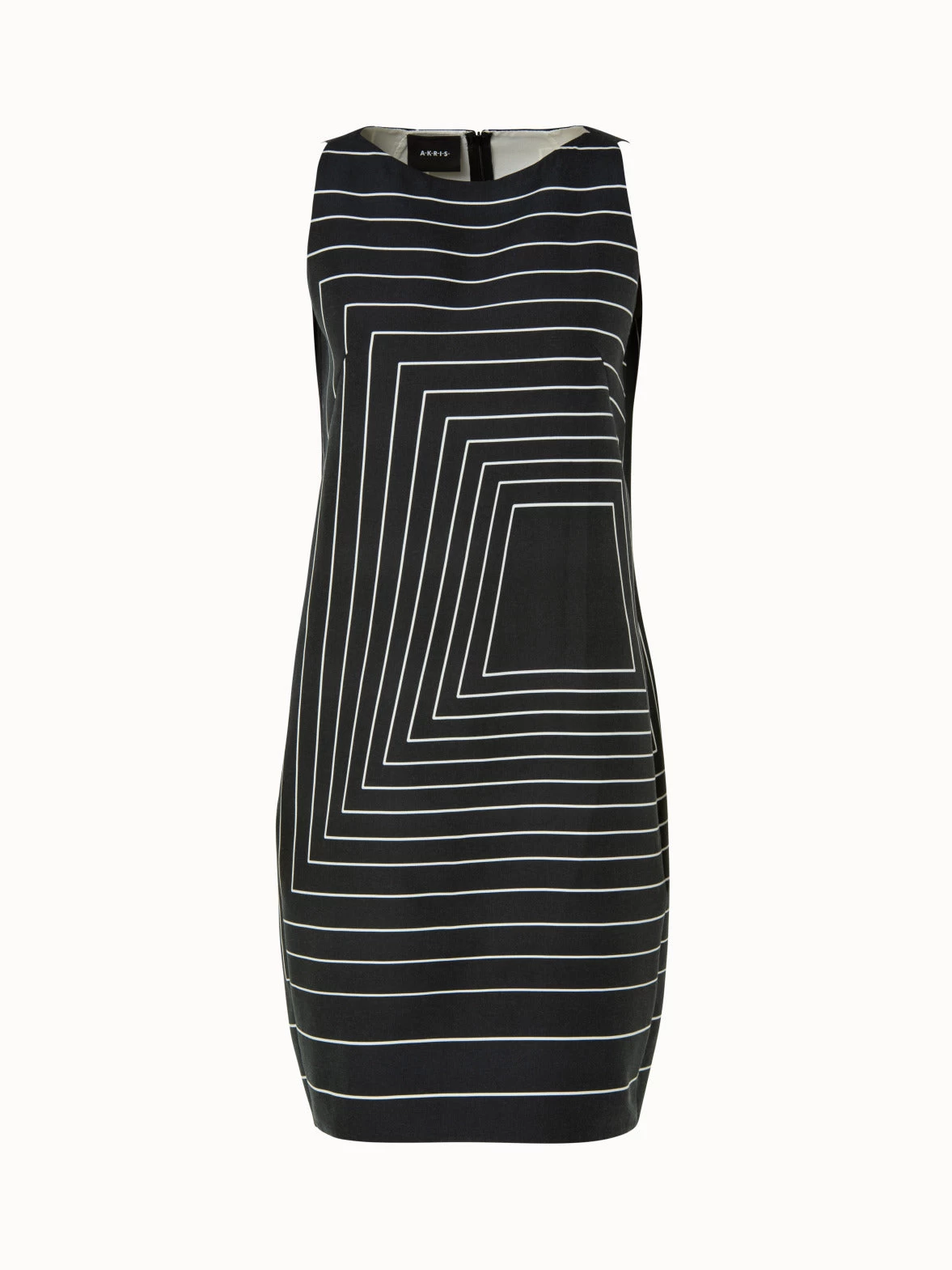 AKRIS Trapezoid Square Print Sheath Dress In Cotton Silk Double-Face