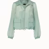 AKRIS Silk Techno Iridescent Organza Blouson Jacket