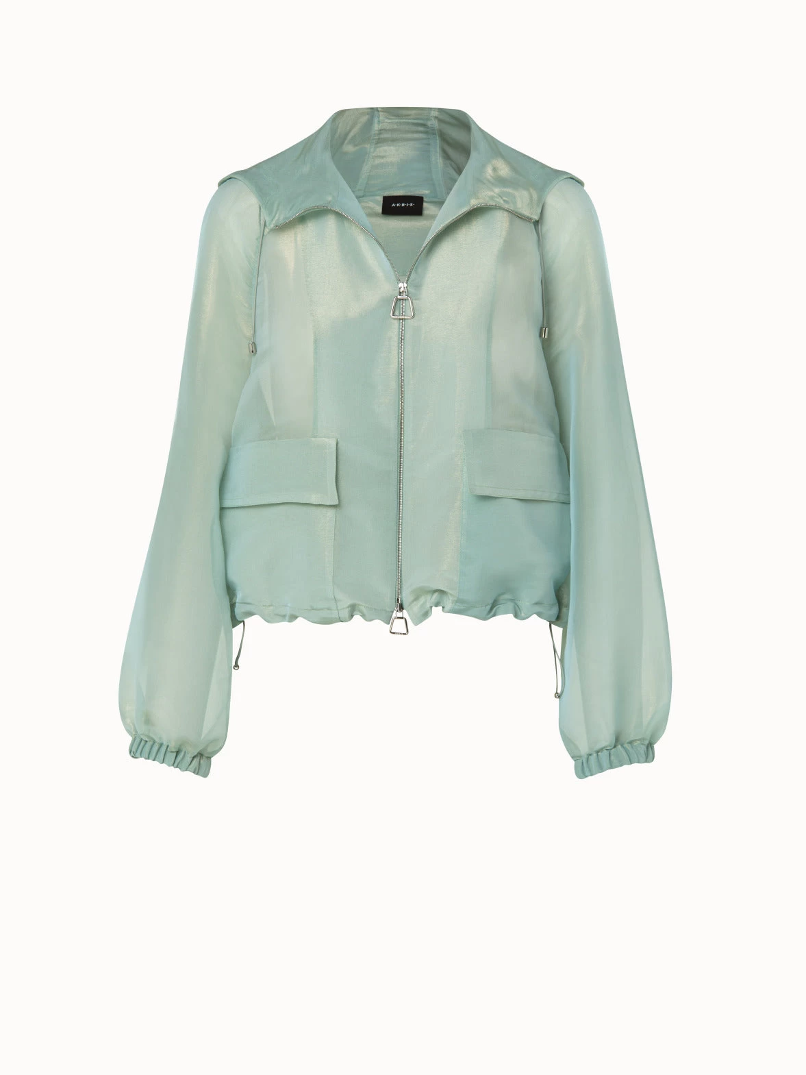 AKRIS Silk Techno Iridescent Organza Blouson Jacket
