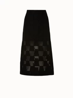 AKRIS Cotton Voile Mirrored Trapezoid Long Skirt