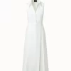 AKRIS Cotton Stretch Poplin Sleeveless Shirt Dress With Apron Detail