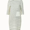 AKRIS Trapezoid Sqaure Print Cotton Silk Double-Face Dress