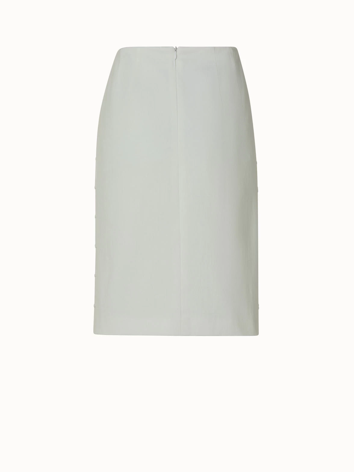 AKRIS Cotton Stretch Denim Pencil Skirt With Mirrored Trapezoid Front - Image 2