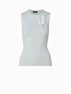 AKRIS Trapezoid Cutout Sleeveless Knit Pullover
