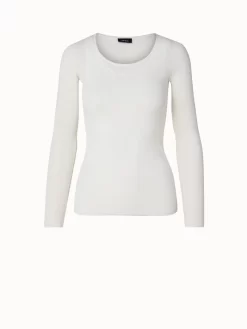 AKRIS Two In One Semi-Transparent Layered Knit Top With Scoop Neck