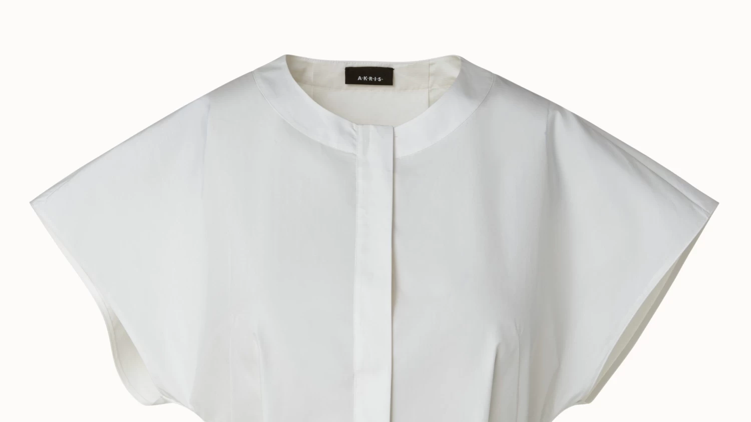 AKRIS Cotton Silk Poplin Cap Sleeve Blouse - Image 4