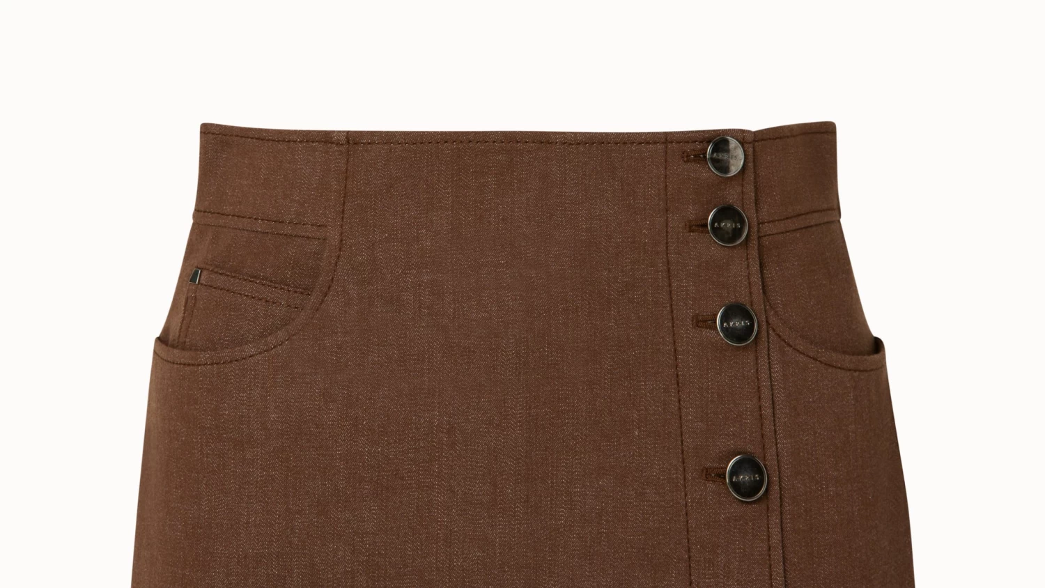 AKRIS High Waist Cotton Stretch Denim Midi Skirt - Image 3