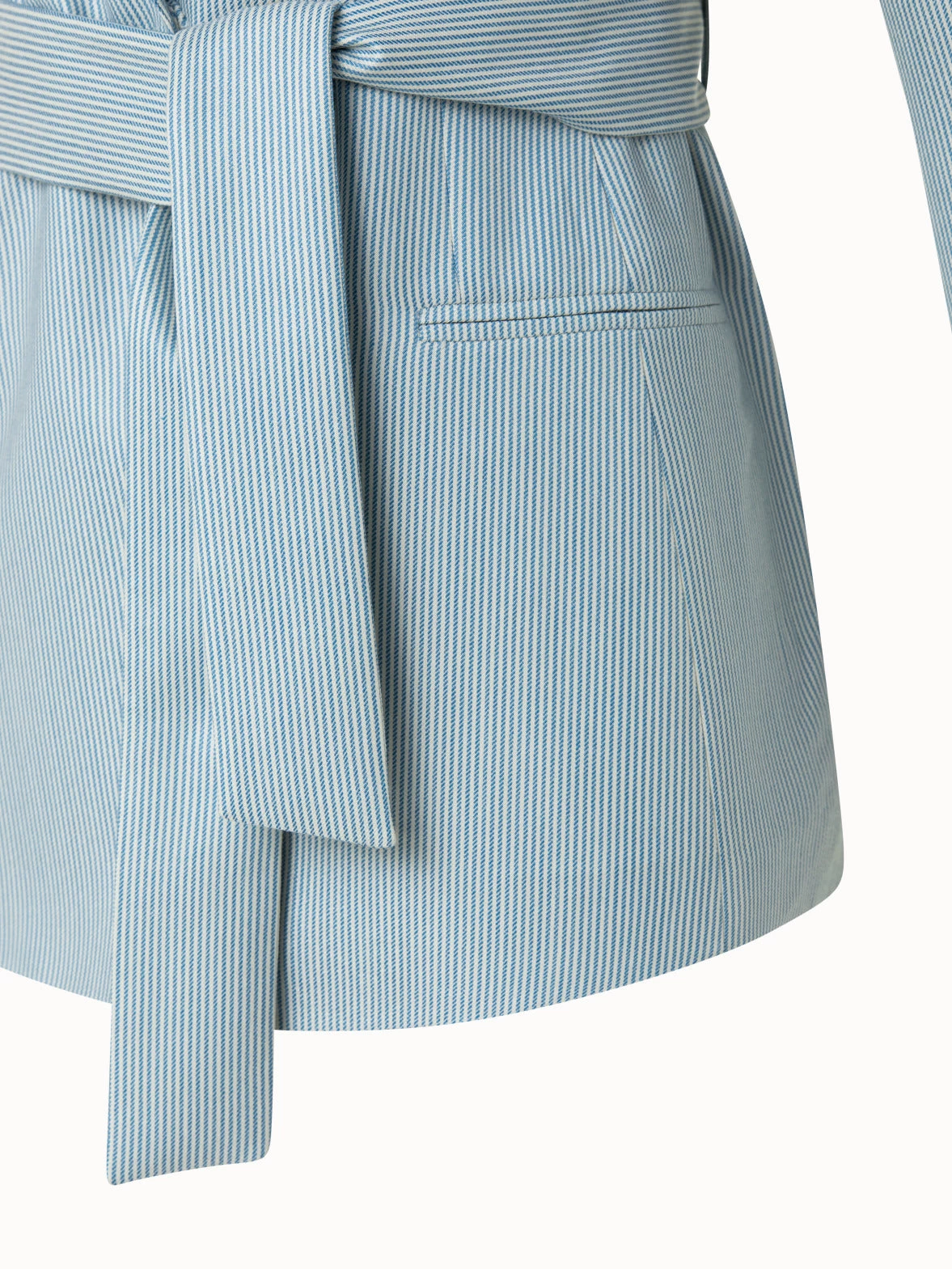 AKRIS Striped Cashmere Silk Faux Double-Breasted Jacket - Image 5