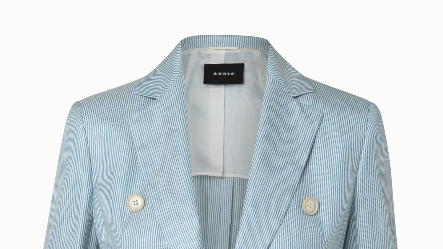 AKRIS Striped Cashmere Silk Faux Double-Breasted Jacket - Image 3