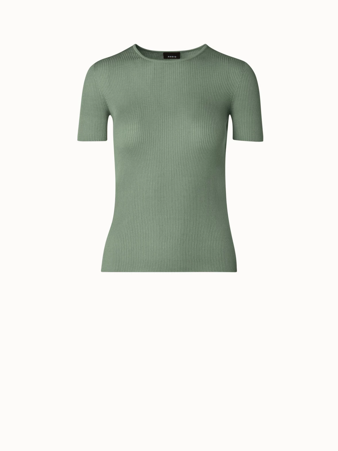 AKRIS Silk Cotton Rib Short Sleeve Pullover