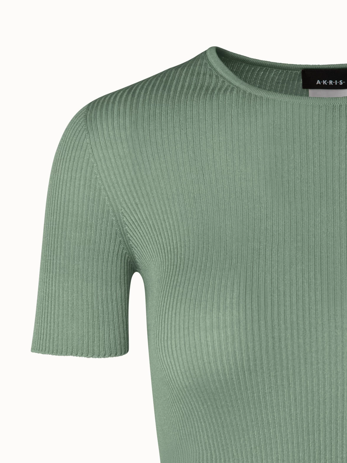 AKRIS Silk Cotton Rib Short Sleeve Pullover - Image 5