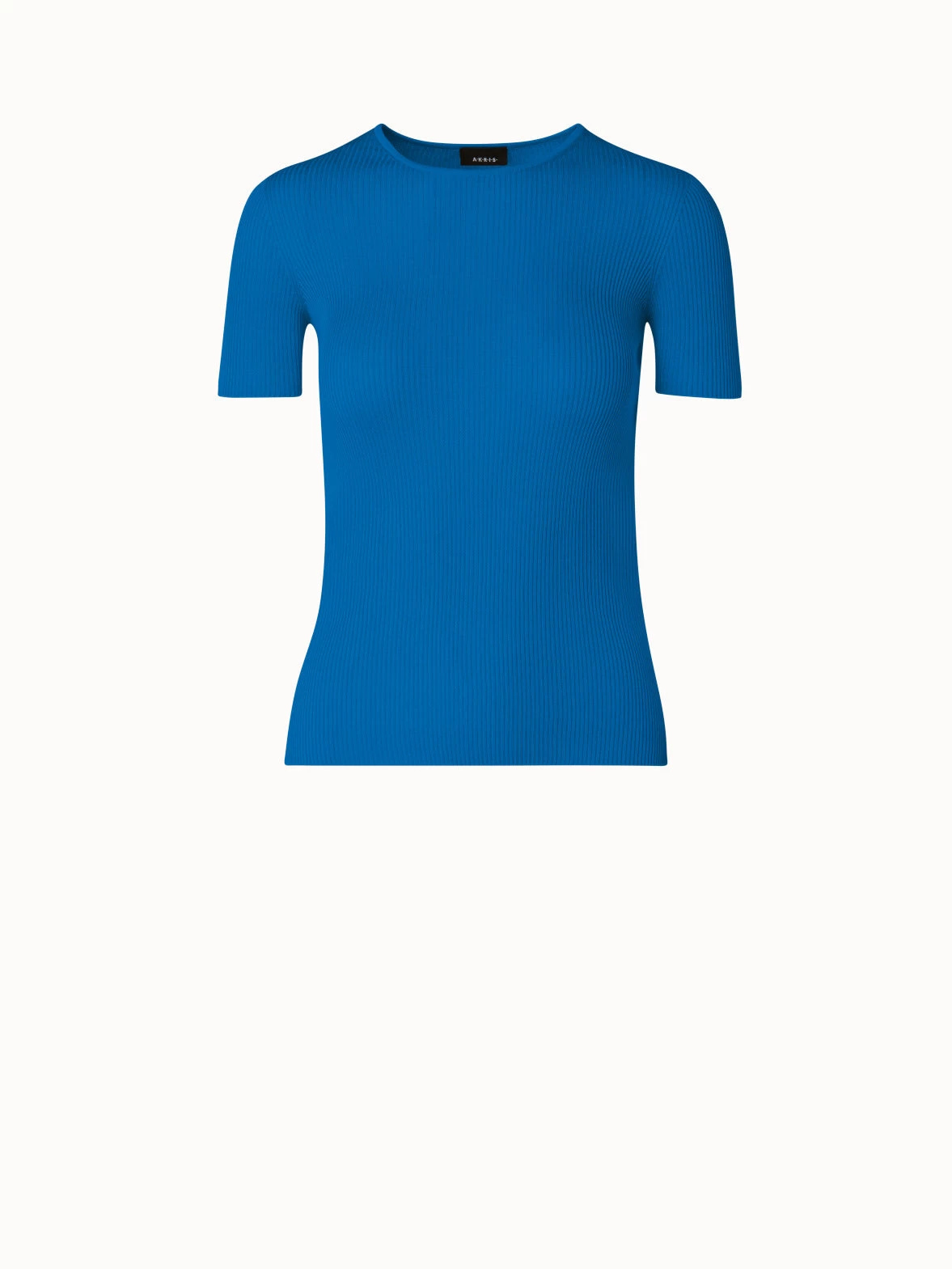 AKRIS Silk Cotton Rib Short Sleeve Pullover