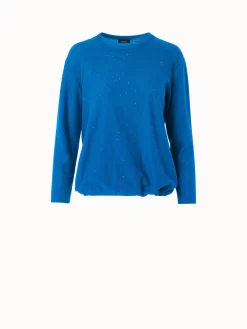 AKRIS Oversized Linen Blend Pullover With Fine Sequins And Drawstring Hem