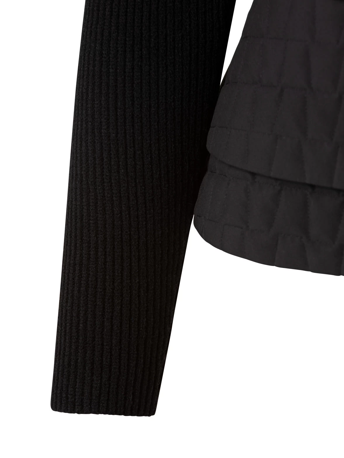 AKRIS Wool Ribbed Knit Jacket With Peplum Detail In Techno Quilted Trapezoid Fabric - Image 5