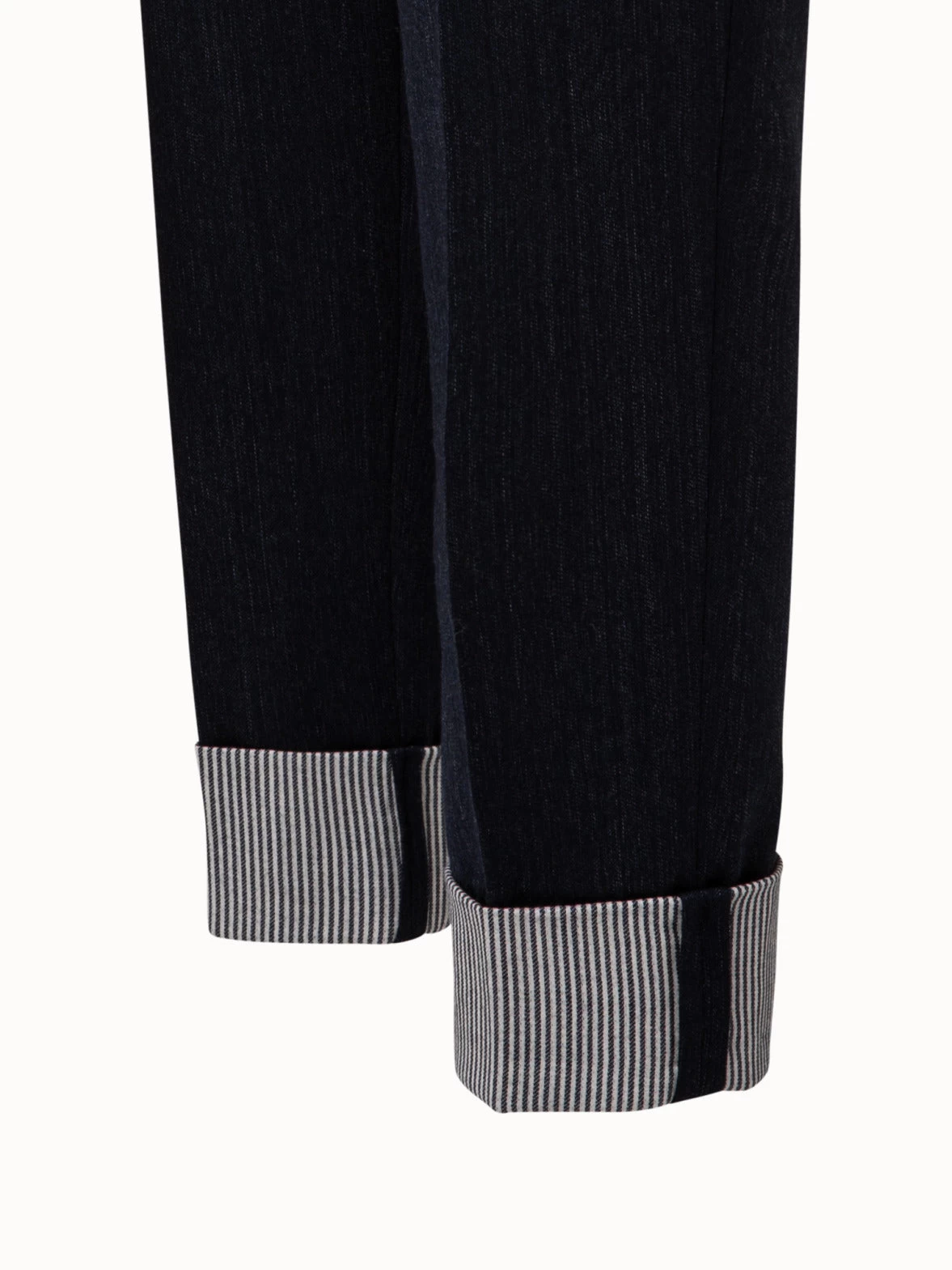 AKRIS Tapered Wool Double Face Striped Cuff Pant - Image 4