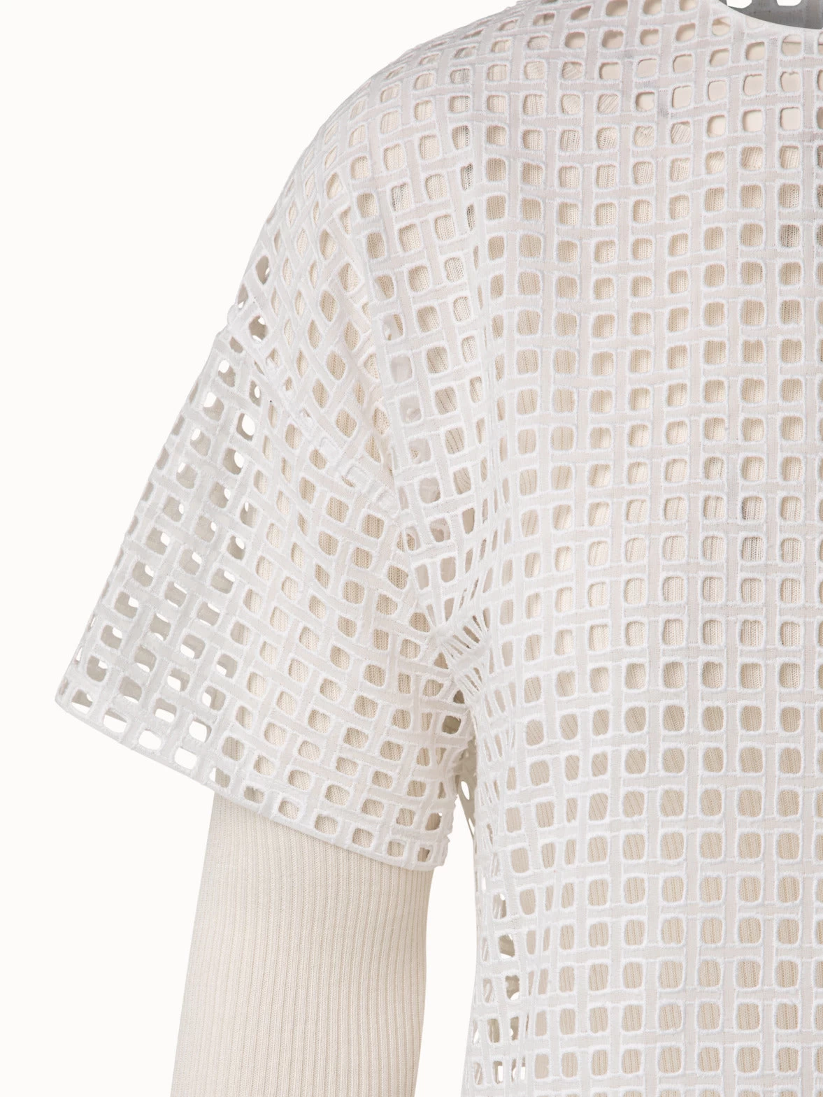 AKRIS Silk Cotton Rib Knit Pullover And Embroidery Top Set - Image 3
