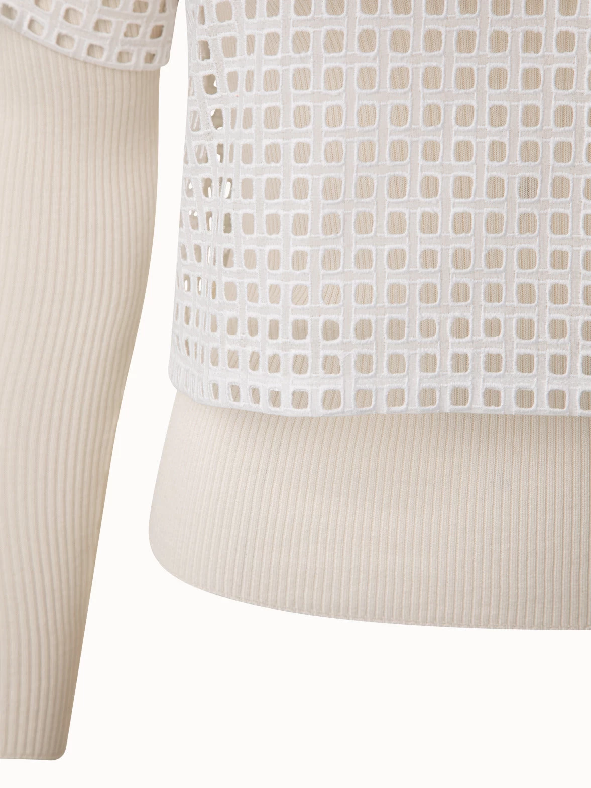 AKRIS Silk Cotton Rib Knit Pullover And Embroidery Top Set - Image 4