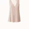 AKRIS Silk Georgette Tank Top With V-Neck Tulle Inset