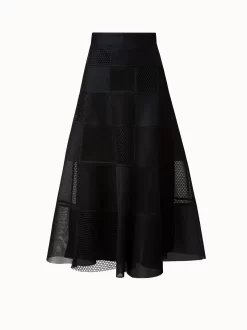 AKRIS Techno Grid Patchwork Maxi Skirt