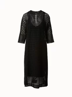 AKRIS Cotton Broderie Anglaise Midi Dress