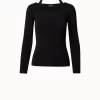 AKRIS Knit Pullover With Trapezoid Neckline