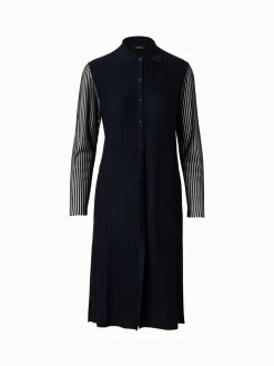 AKRIS Silk Cotton Structured Lines Knit Coat
